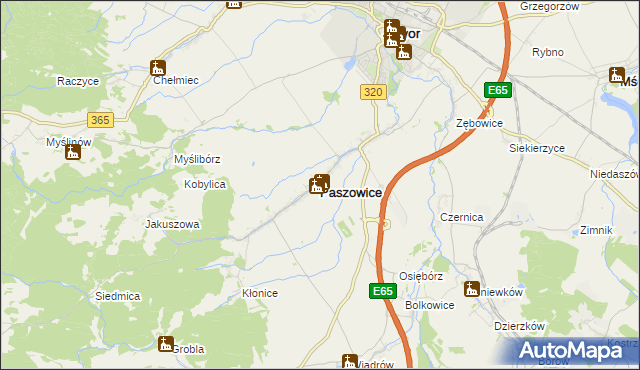 mapa Paszowice, Paszowice na mapie Targeo