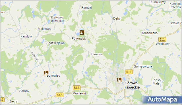 mapa Paustry, Paustry na mapie Targeo