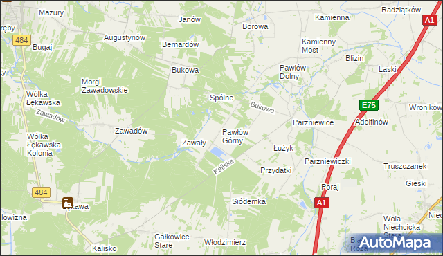 mapa Pawłów Górny, Pawłów Górny na mapie Targeo