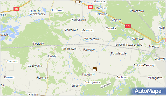 mapa Pawłowo gmina Sierpc, Pawłowo gmina Sierpc na mapie Targeo