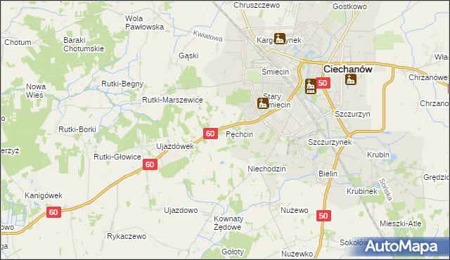 mapa Pęchcin, Pęchcin na mapie Targeo