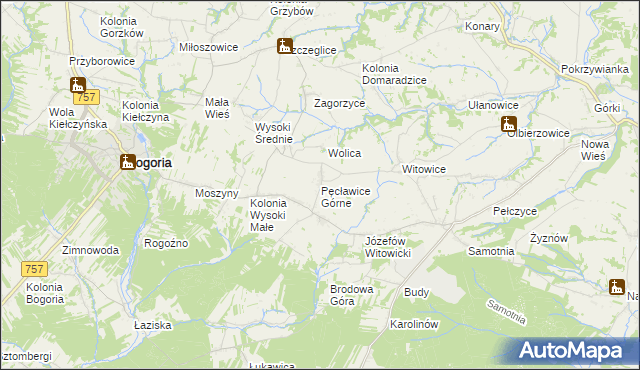 mapa Pęcławice Górne, Pęcławice Górne na mapie Targeo