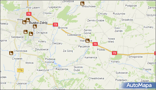 mapa Pęczelice, Pęczelice na mapie Targeo