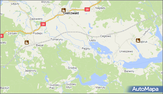 mapa Pęglity, Pęglity na mapie Targeo