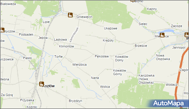 mapa Pękosław, Pękosław na mapie Targeo