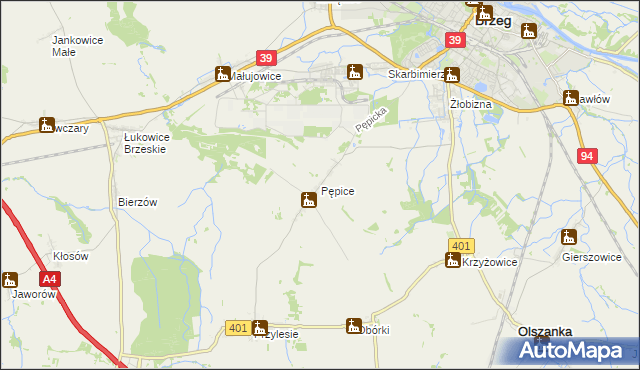 mapa Pępice gmina Skarbimierz, Pępice gmina Skarbimierz na mapie Targeo