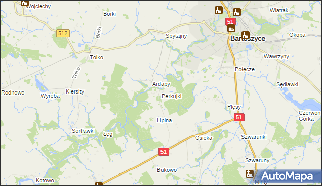 mapa Perkujki, Perkujki na mapie Targeo