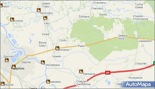 mapa Piaski gmina Radymno, Piaski gmina Radymno na mapie Targeo