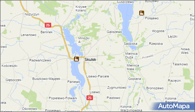 mapa Piaski gmina Skulsk, Piaski gmina Skulsk na mapie Targeo
