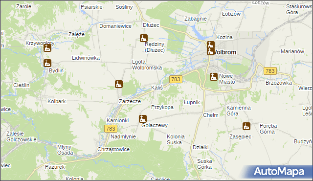 mapa Piaski gmina Wolbrom, Piaski gmina Wolbrom na mapie Targeo