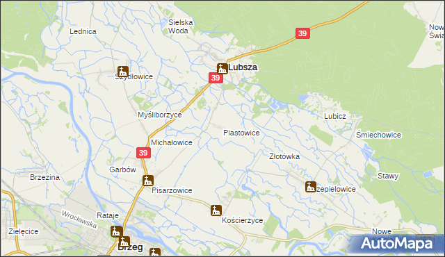 mapa Piastowice gmina Lubsza, Piastowice gmina Lubsza na mapie Targeo