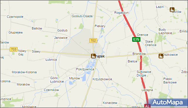 mapa Piątek powiat łęczycki, Piątek powiat łęczycki na mapie Targeo