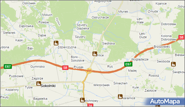 mapa Pichlice, Pichlice na mapie Targeo