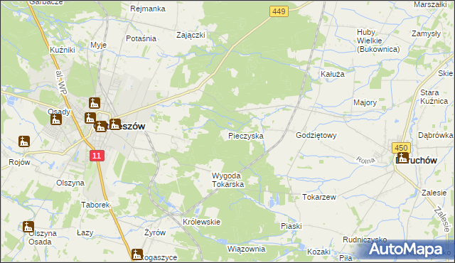 mapa Pieczyska gmina Doruchów, Pieczyska gmina Doruchów na mapie Targeo