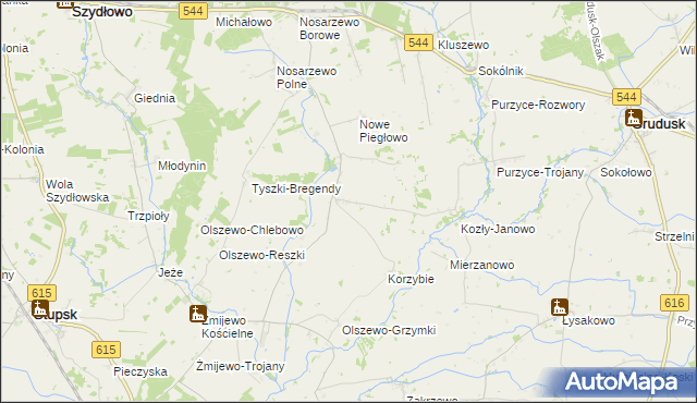 mapa Piegłowo-Kolonia, Piegłowo-Kolonia na mapie Targeo