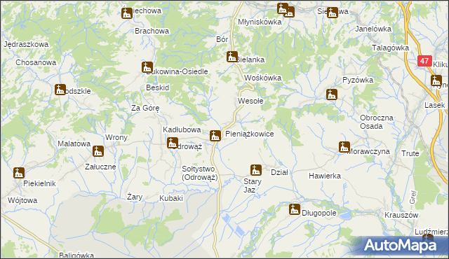 mapa Pieniążkowice, Pieniążkowice na mapie Targeo