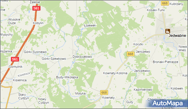 mapa Pieńki Borowe, Pieńki Borowe na mapie Targeo