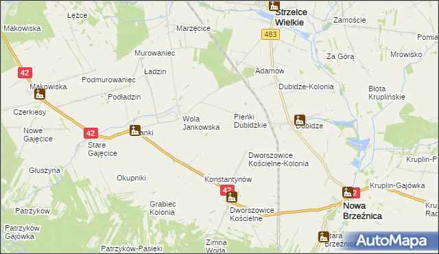 mapa Pieńki Dworszowskie, Pieńki Dworszowskie na mapie Targeo