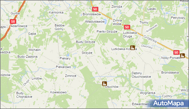 mapa Pieńki Osuchowskie, Pieńki Osuchowskie na mapie Targeo