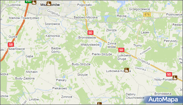 mapa Pieńki-Strzyże, Pieńki-Strzyże na mapie Targeo