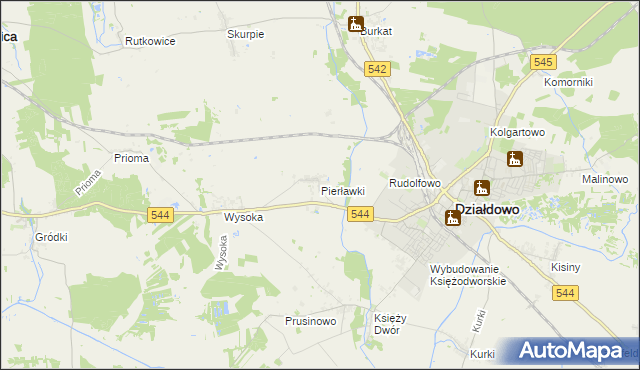 mapa Pierławki gmina Działdowo, Pierławki gmina Działdowo na mapie Targeo