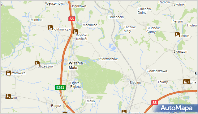 mapa Pierwoszów, Pierwoszów na mapie Targeo