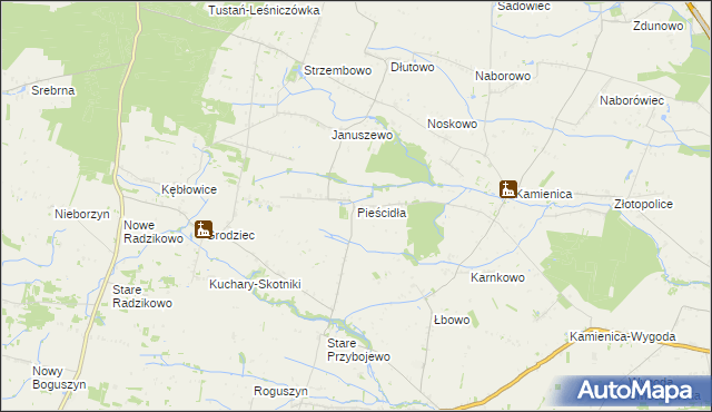 mapa Pieścidła, Pieścidła na mapie Targeo