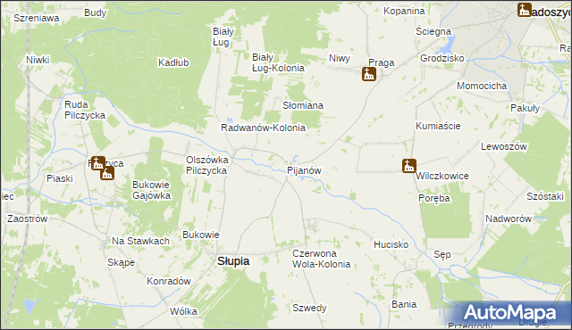 mapa Pijanów, Pijanów na mapie Targeo