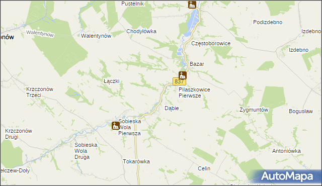 mapa Pilaszkowice Drugie, Pilaszkowice Drugie na mapie Targeo