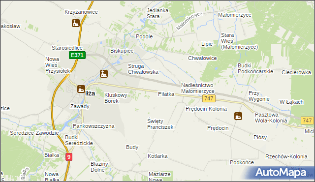 mapa Piłatka gmina Iłża, Piłatka gmina Iłża na mapie Targeo