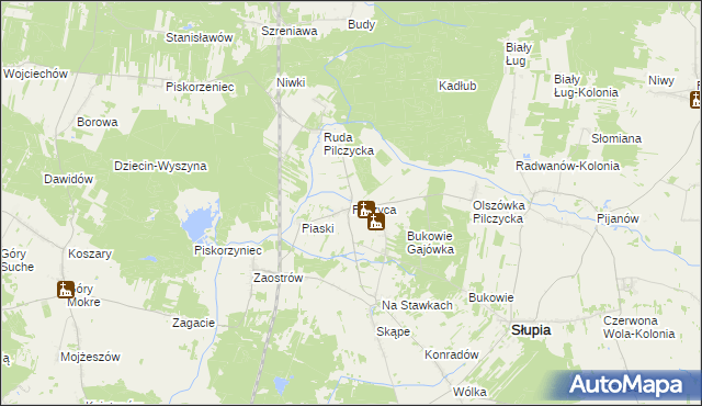 mapa Pilczyca gmina Słupia Konecka, Pilczyca gmina Słupia Konecka na mapie Targeo