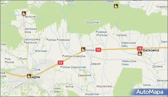 mapa Piórków, Piórków na mapie Targeo