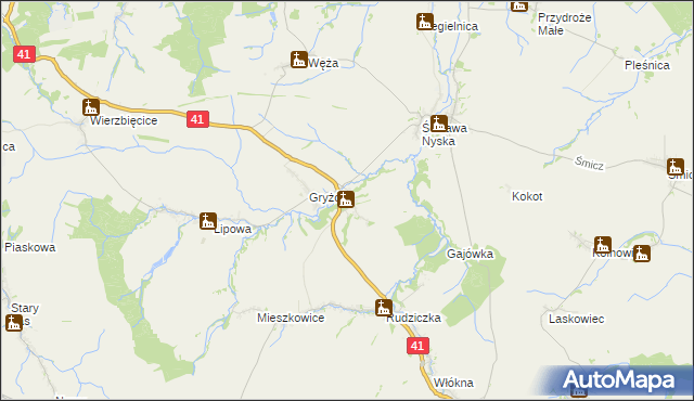 mapa Piorunkowice, Piorunkowice na mapie Targeo