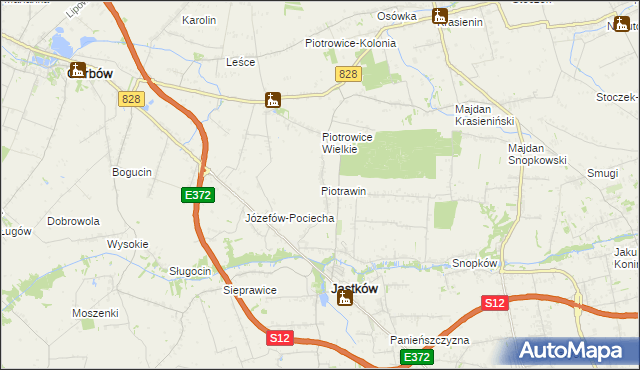 mapa Piotrawin gmina Jastków, Piotrawin gmina Jastków na mapie Targeo