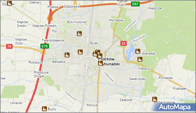 mapa Piotrków Trybunalski, Piotrków Trybunalski na mapie Targeo