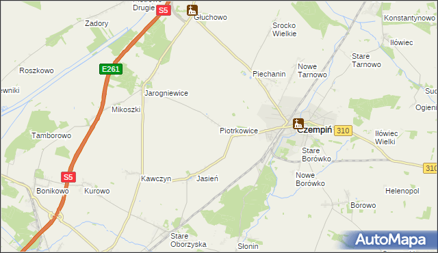 mapa Piotrkowice gmina Czempiń, Piotrkowice gmina Czempiń na mapie Targeo