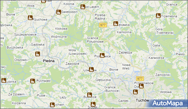 mapa Piotrkowice gmina Tuchów, Piotrkowice gmina Tuchów na mapie Targeo