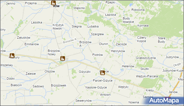 mapa Piotrów gmina Iłów, Piotrów gmina Iłów na mapie Targeo