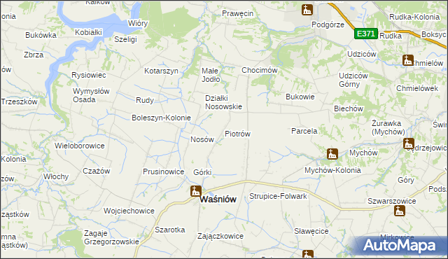 mapa Piotrów gmina Waśniów, Piotrów gmina Waśniów na mapie Targeo