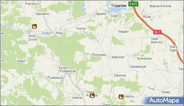 mapa Piotrówek gmina Trojanów, Piotrówek gmina Trojanów na mapie Targeo