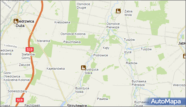 mapa Piotrowice gmina Strzyżewice, Piotrowice gmina Strzyżewice na mapie Targeo