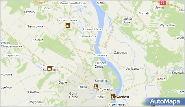 mapa Piotrowice gmina Zawichost, Piotrowice gmina Zawichost na mapie Targeo