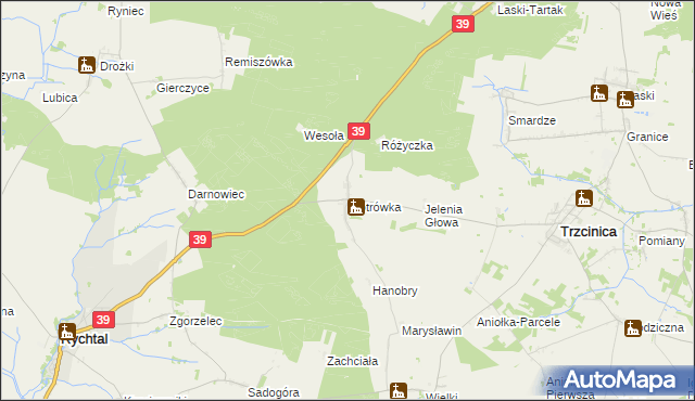 mapa Piotrówka gmina Trzcinica, Piotrówka gmina Trzcinica na mapie Targeo