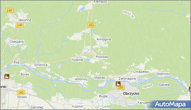 mapa Piotrowo gmina Obrzycko, Piotrowo gmina Obrzycko na mapie Targeo