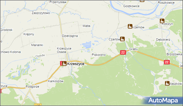 mapa Piskorzno, Piskorzno na mapie Targeo