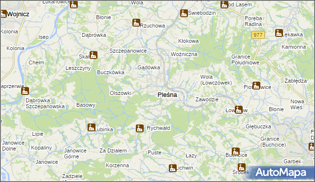 mapa Pleśna powiat tarnowski, Pleśna powiat tarnowski na mapie Targeo