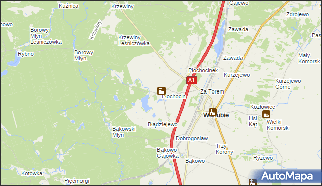 mapa Płochocin gmina Warlubie, Płochocin gmina Warlubie na mapie Targeo