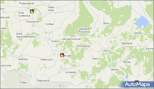 mapa Płomieniec, Płomieniec na mapie Targeo