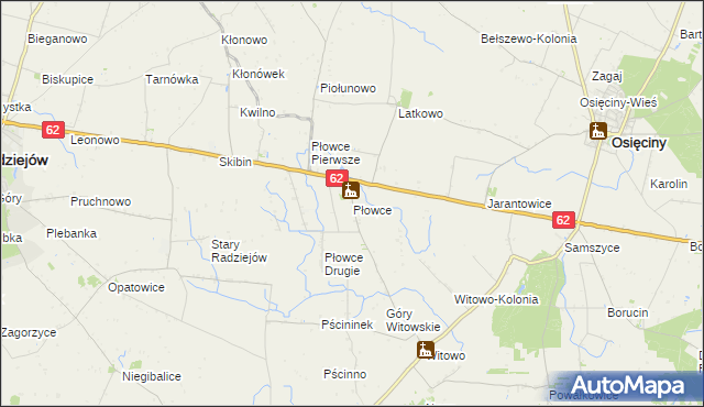 mapa Płowce gmina Radziejów, Płowce gmina Radziejów na mapie Targeo