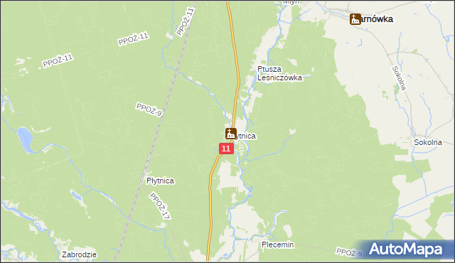 mapa Płytnica gmina Tarnówka, Płytnica gmina Tarnówka na mapie Targeo